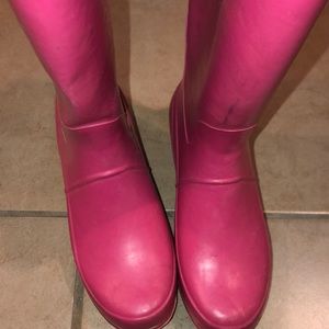 Pink polo rain boots, Ok condition, Size 6 WMNS